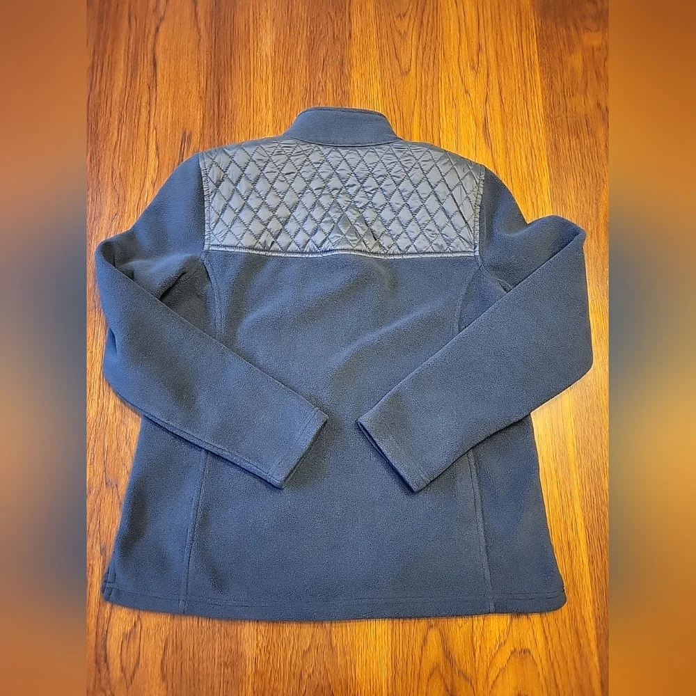 Talbots Women's Quilted Fleece Blue Full Zip Light Coat Jacket Petite Small